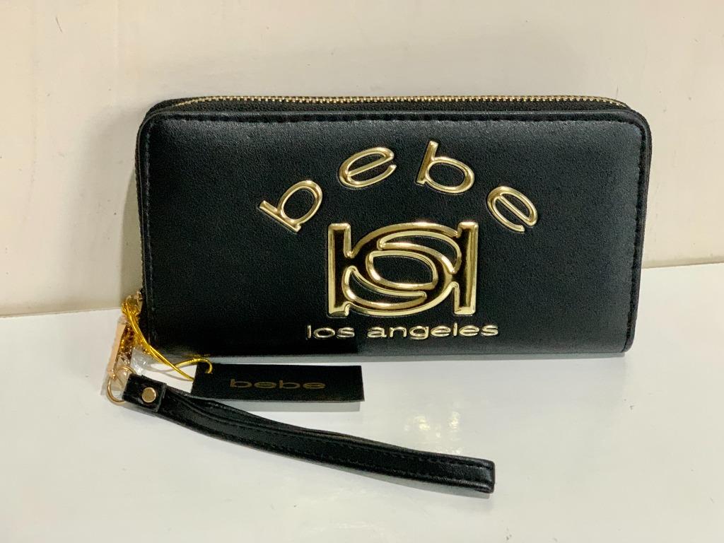 NEW BEBE KAYLA ZIP AROUND BLACK WALLET CLUTCH WRISTLET 49 SALE Women s Fashion Bags Wallets Wallets Card holders on Carousell