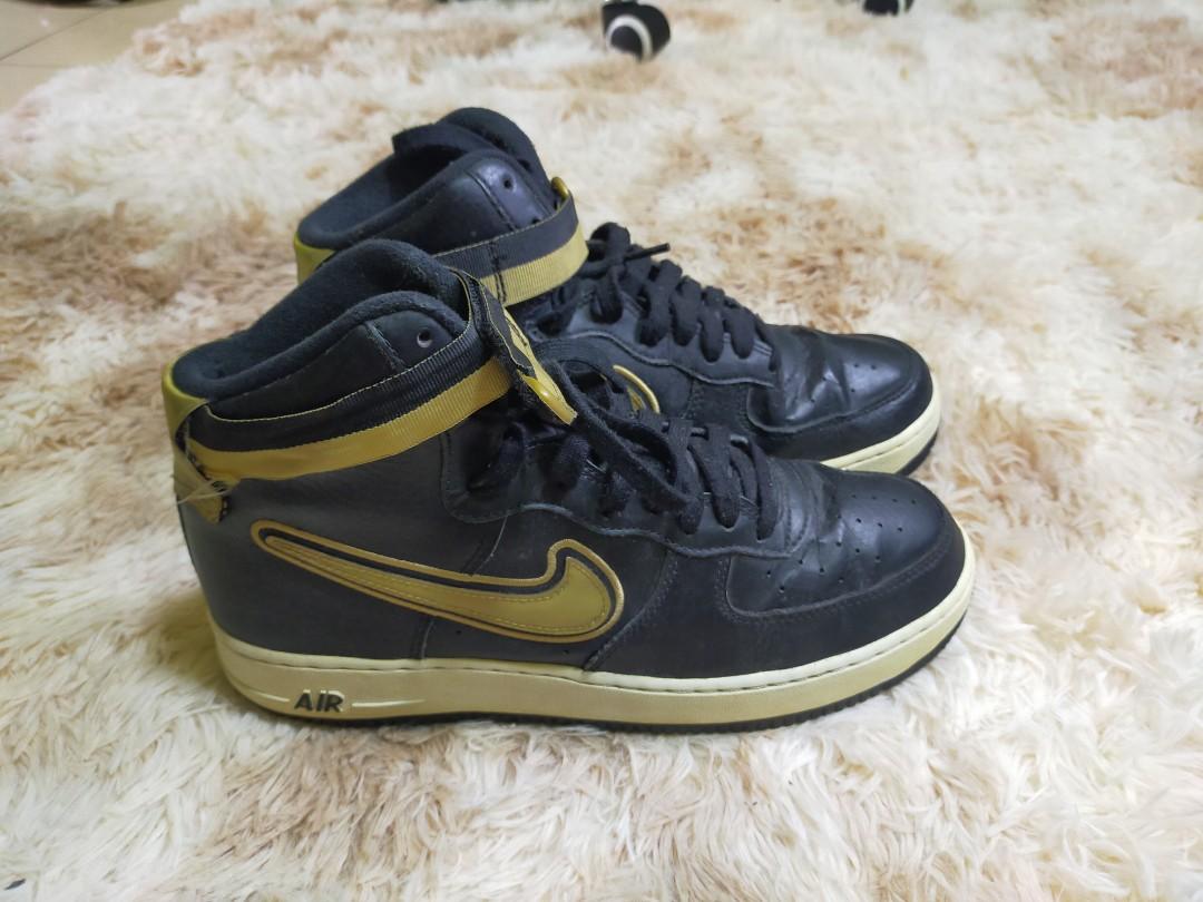 Nike, Shoes, Nike Air Force High Nba Black Metallic Gold