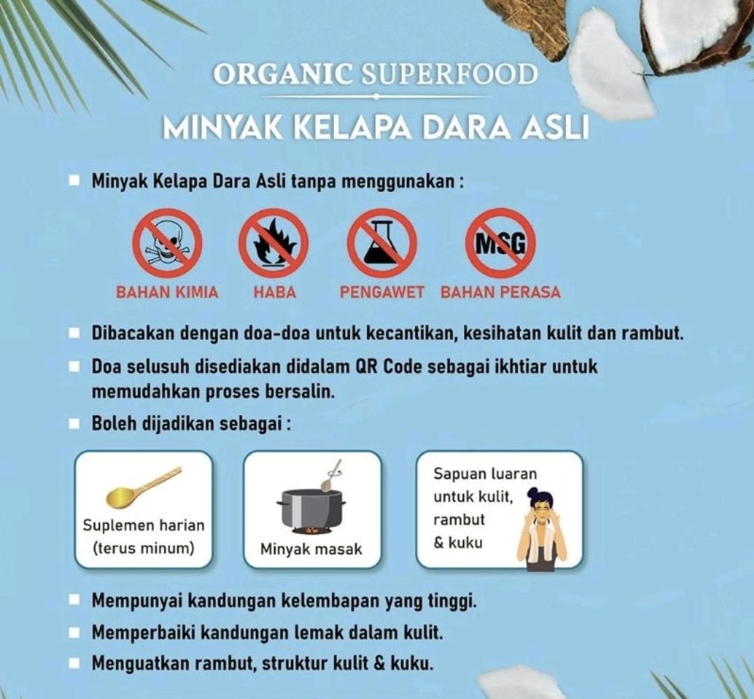 Instock Minyak Kelapa Dara Asli 500ml Health Nutrition Health Supplements Health Food Drinks Tonics On Carousell