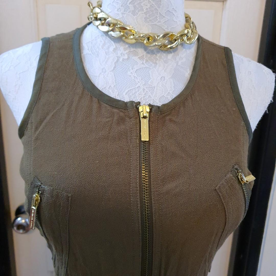 Michael Kors Army Green Cargo Dress (Category: Dresses) located in Angeles City. Submitted by declutt.rwithme (Listing ID 1098556301, Image 3). Description: original po pinadala to sakin from states. rfs: di na kasya xxs on wash tag can fit xs to small bust:15in waist: 15.5in height: 34in.