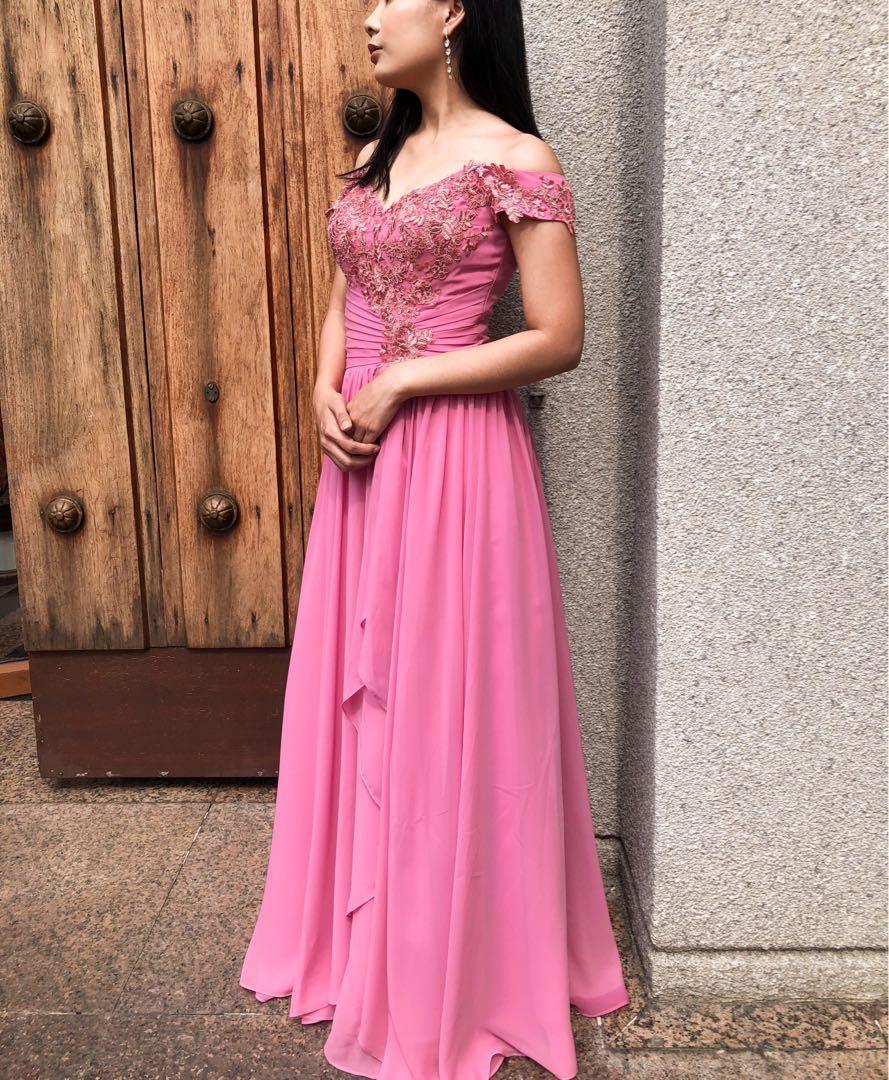 Pink long gown online design