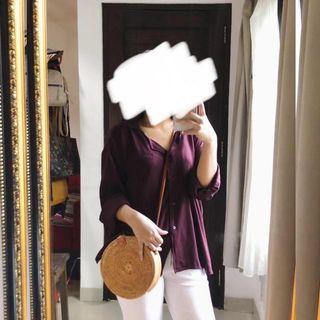 SELENA OVERSIZED SHIRT BY DOMINICA BALI | ATASAN OVERSIZED | KEMEJA OVERSIZED MAROON