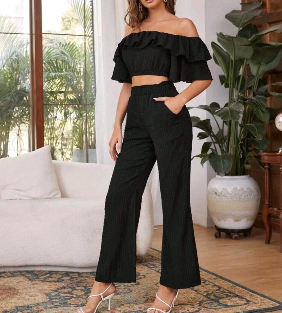 Shoulder Crop Top \u0026 Flare Pants 