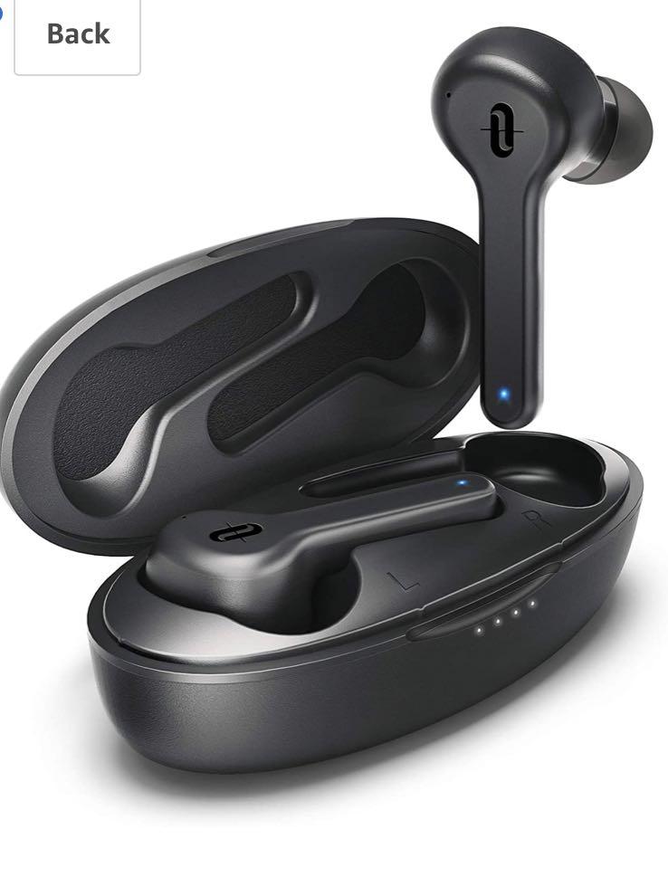 TaoTronics Bluetooth 5.0 Headphones Sound Liberty 53 Earphones IPX7 Waterproof Smart Touch Control Earbuds Single Twin Mode with Built in Mic and 40H Playtime Black or White Audio Earphones on Carouse...
