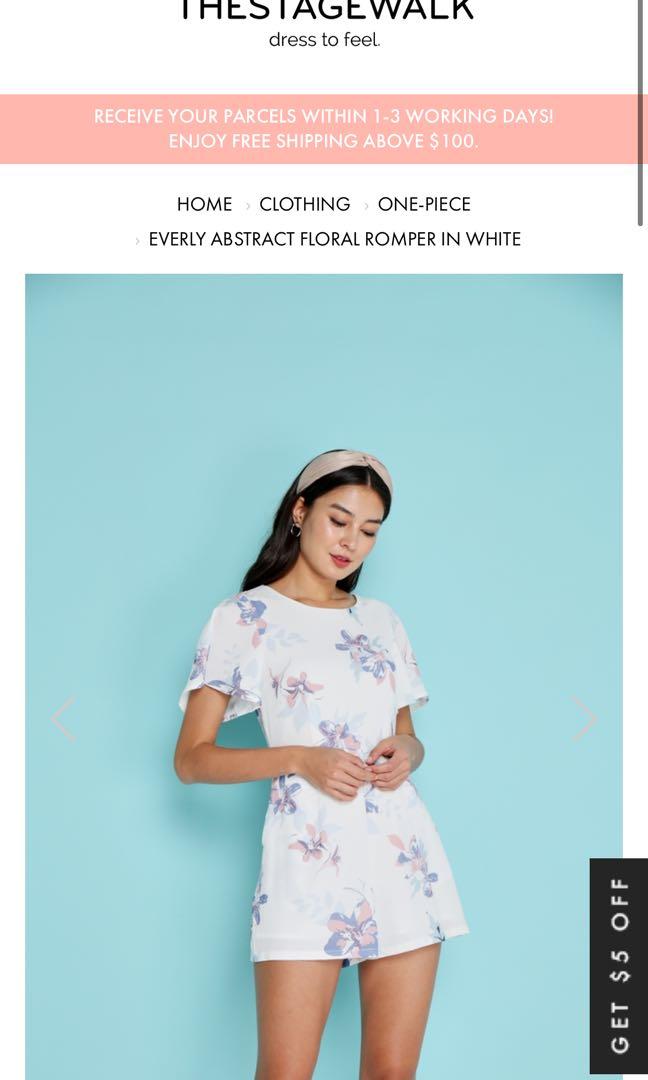The Stage Walk Everly Abstract Floral Romper Women s Fashion Dresses Sets Rompers on Carousell