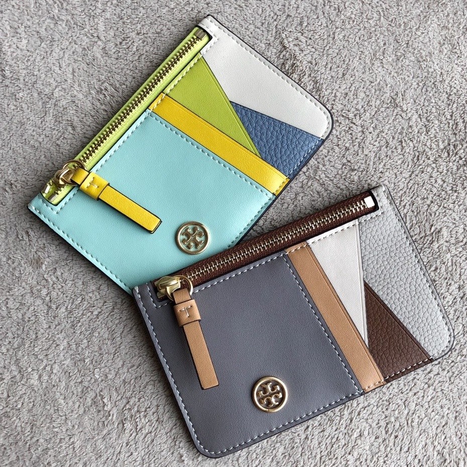 walker leather top zip card case