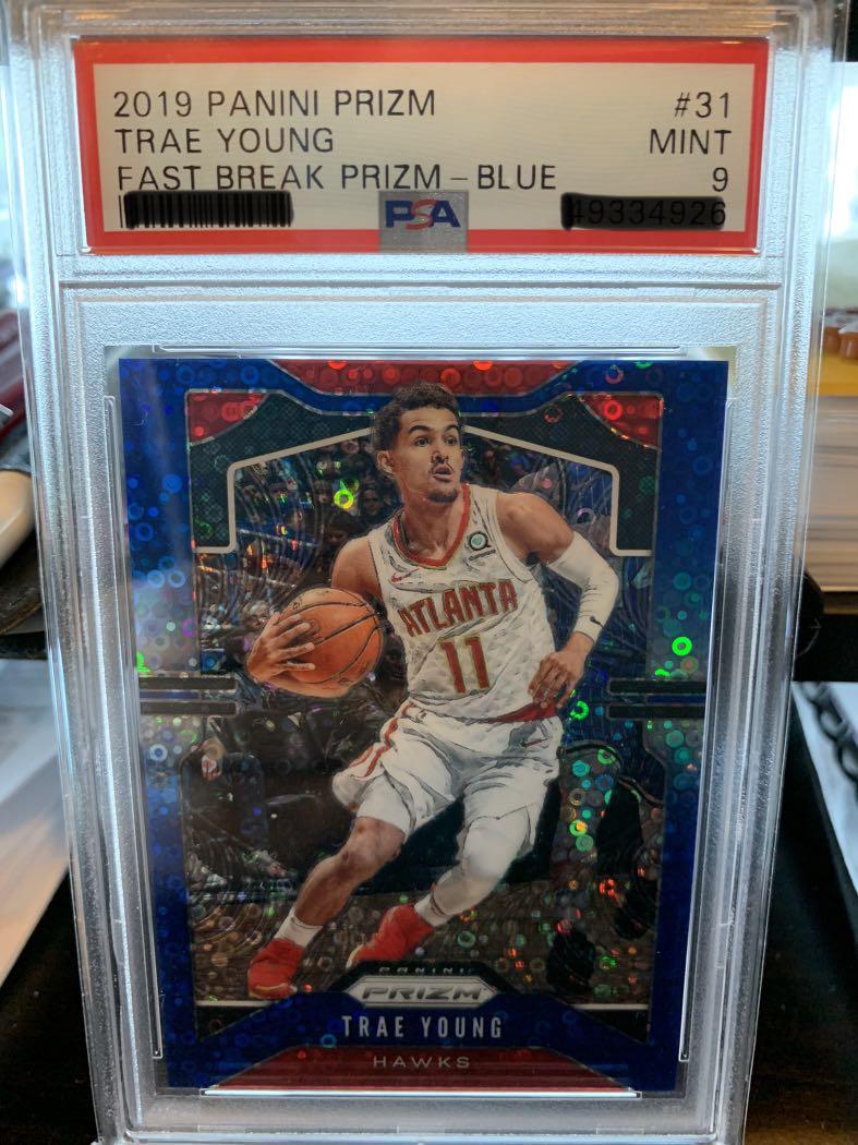 Trae Young 2nd yr #31 - Fast Break Blue Prizm - PSA 9, #/175 