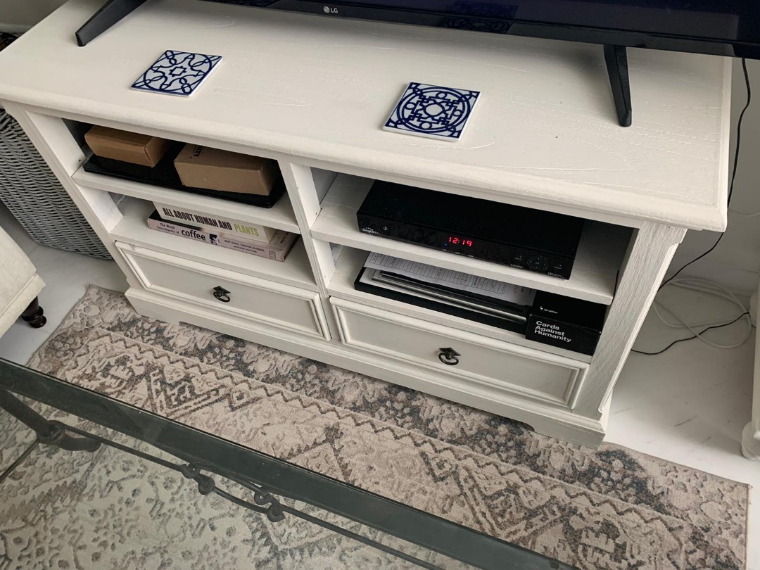 White Chalk Paint Wood TV Furniture & Home Living