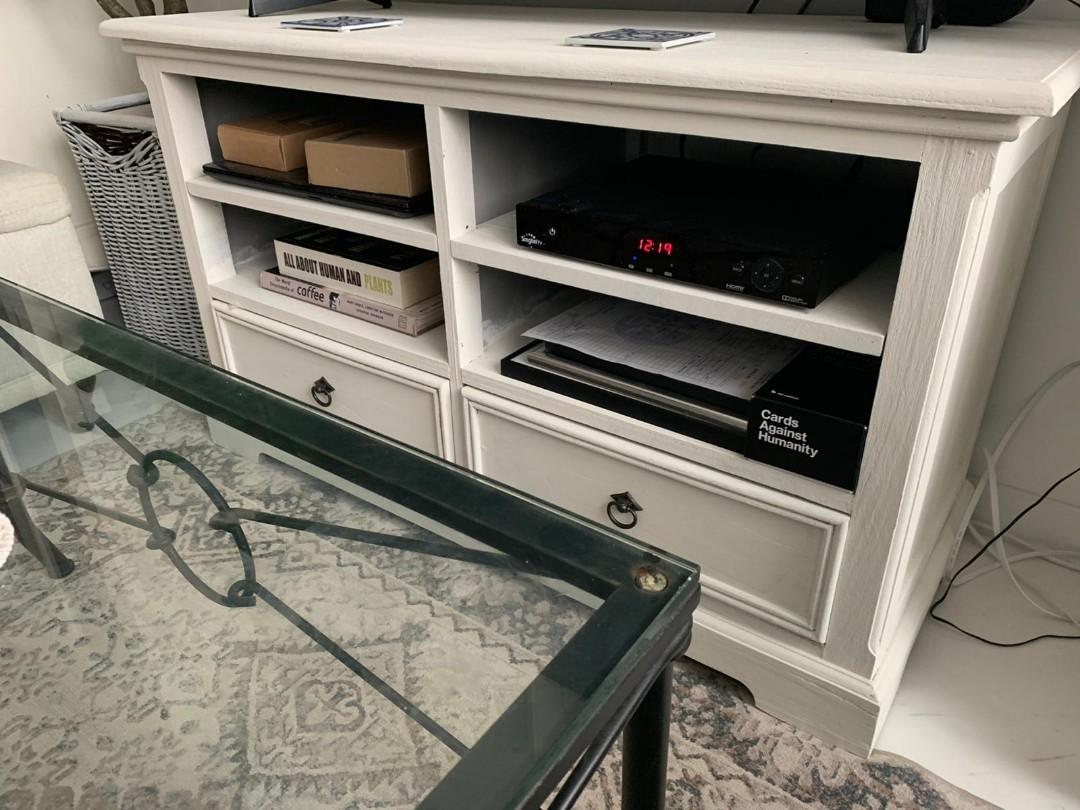 White Chalk Paint Wood TV Furniture & Home Living