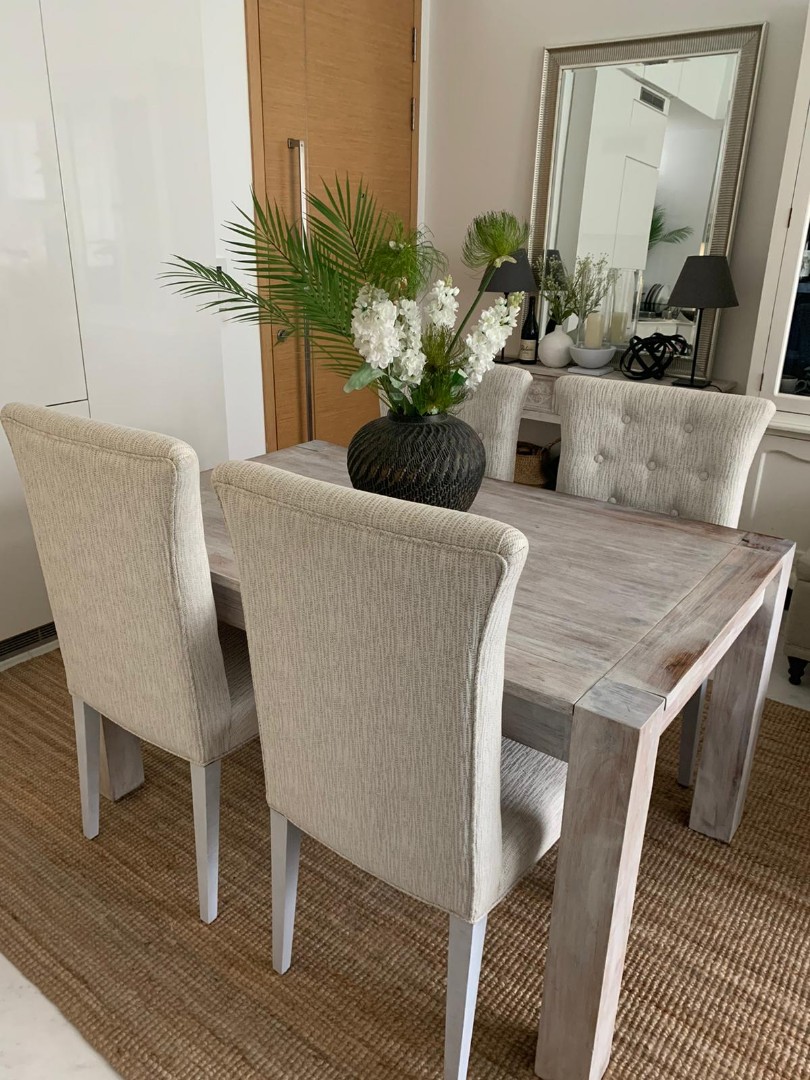 Whitewash Wood Dining Table, Furniture & Home Living, Furniture, Tables