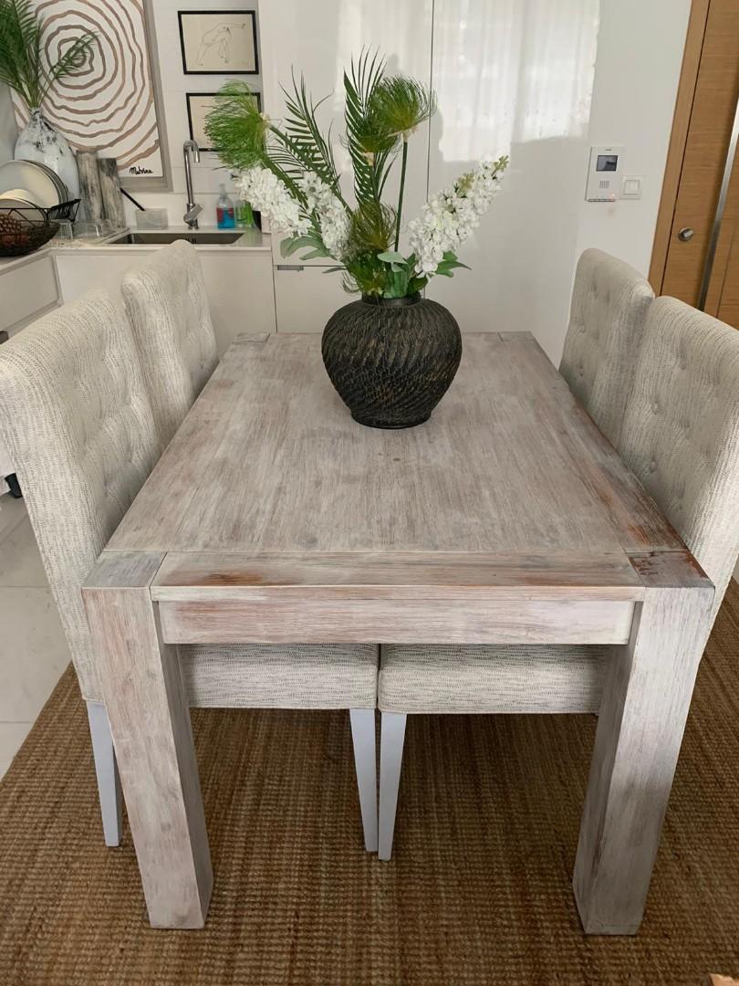Whitewash Wood Dining Table, Furniture & Home Living, Furniture, Tables