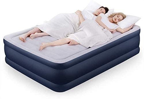 Sable Inflatable Air Bed Sable Queen Size Airbed Air Mattress Upgraded Blow up Bed with Built in Electric Pump Storage Bag 203 X152 X 51Cm Blue Blue Queen Furniture Home Living Furniture Bed Frames