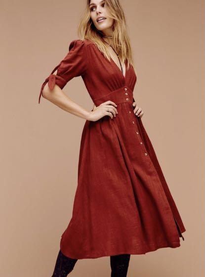 Free people red midi dress hotsell