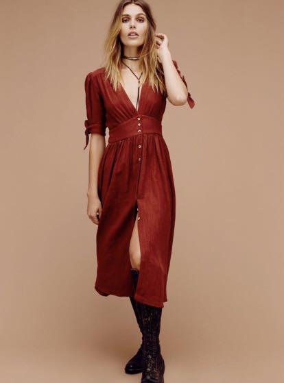 Worn once Free People Midi Dress Sz S Love Of My Life Crimson