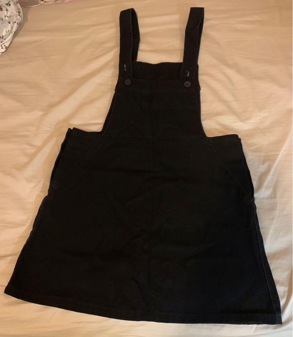 Zara Black Denim Overall Dress, 女裝 