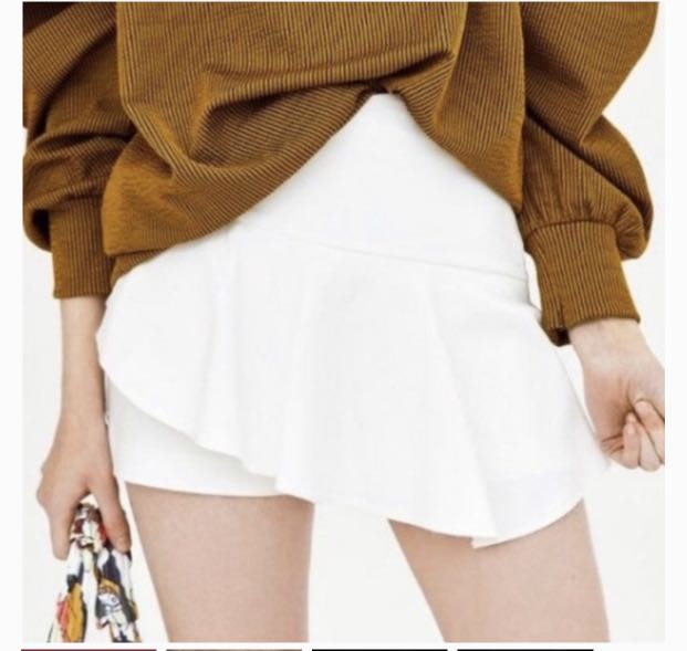 Zara white shop ruffle skort