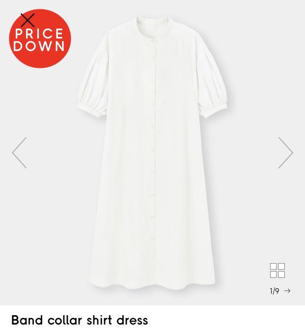 100% new] GU 白色長裙shirt dress ops, 女裝, 連身裙& 套裝, 連身裙