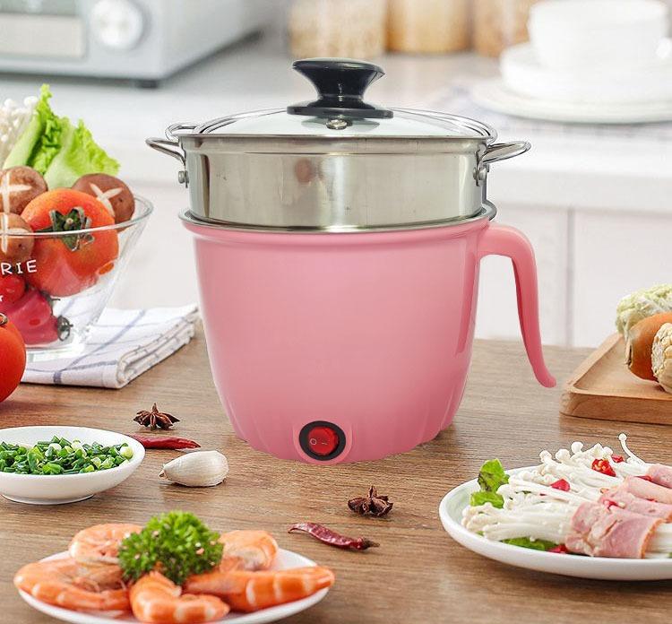 1.6L Capacity Electric Cooking Pot Portable Multi Functions Electric Cooker  With Steamer Household Mini Hot