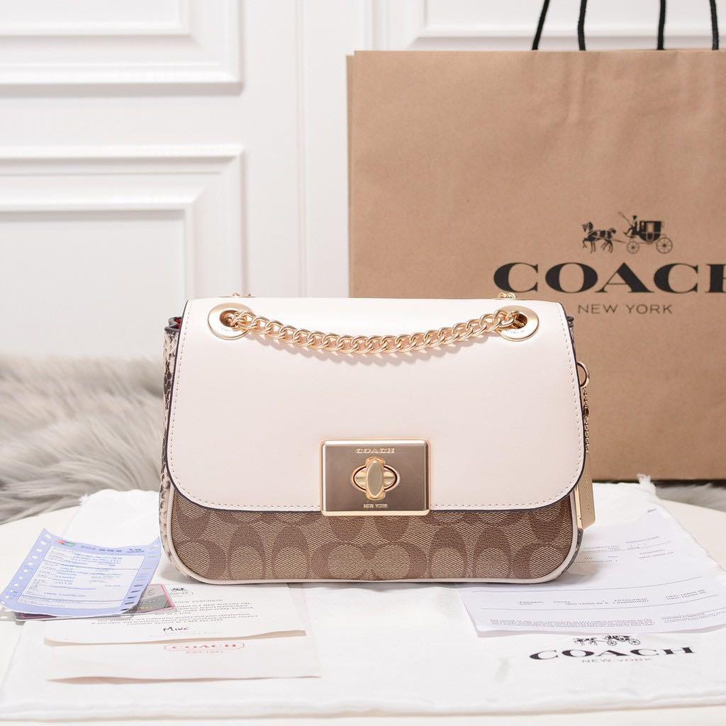 COACH CASSIDY Signature Crossbody Canvas Women Elegant Monogram Crocodile Side Skin small Girlfriend Sling Vintage