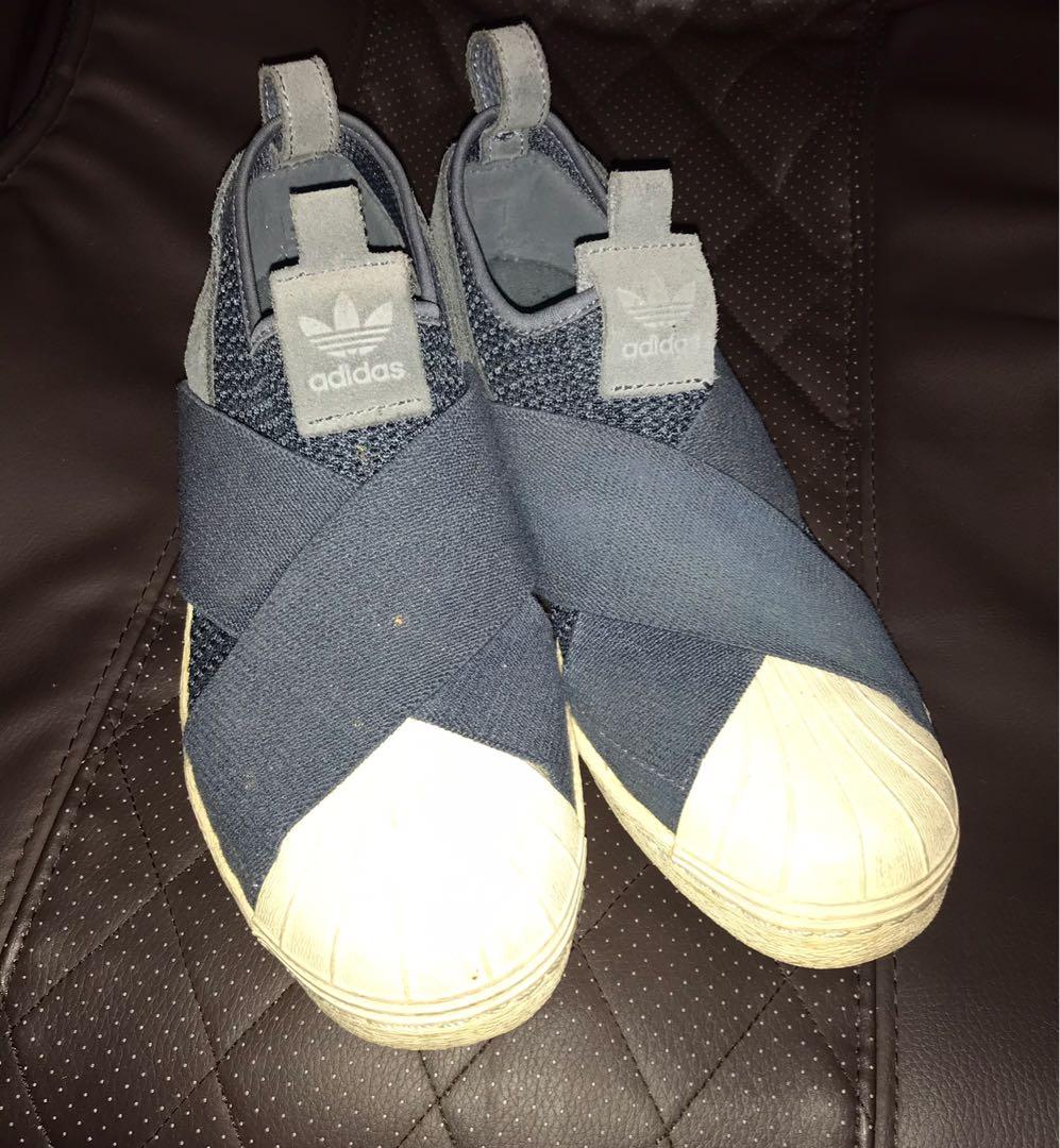 Authentic Adidas superstar slip on navy blue Women s Fashion Footwear Sneakers on Carousell