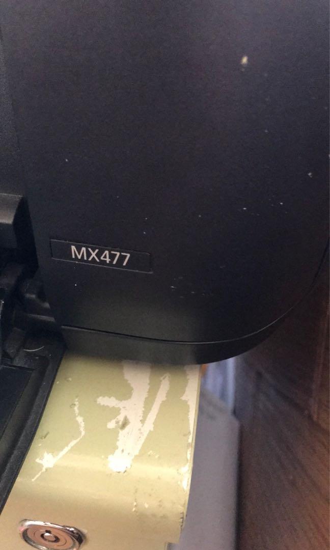 Canon Printer (MX477) (Category: Printers, Scanners & Copiers) located in Makati City. Submitted by sunnydeleon (Listing ID 1098830379, Image 1). Description: Model: MX477 All in One Printer: Print / Copy / Scan / Fax Fully integrated Auto Document Feeder (ADF) Connectivity: Wi-Fi, AirPrint, Mobile Printing Support Google Cloud Print * Price is still negotiable .