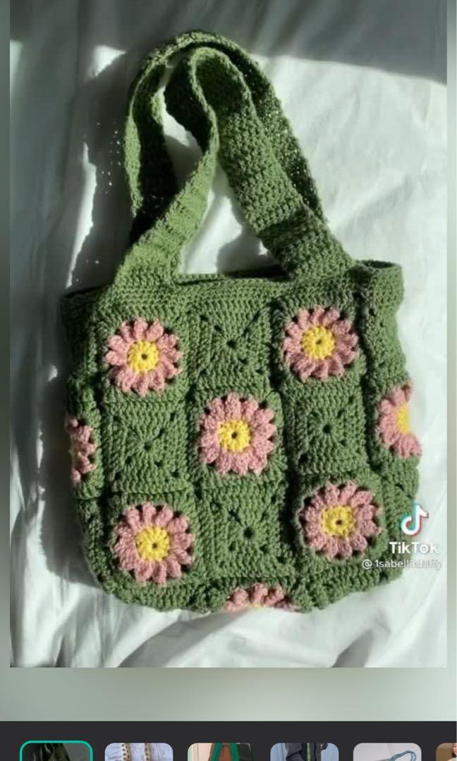Checkered Crochet Bag, Crochet Bag, Y2K Fashion, Y2K, Crochet