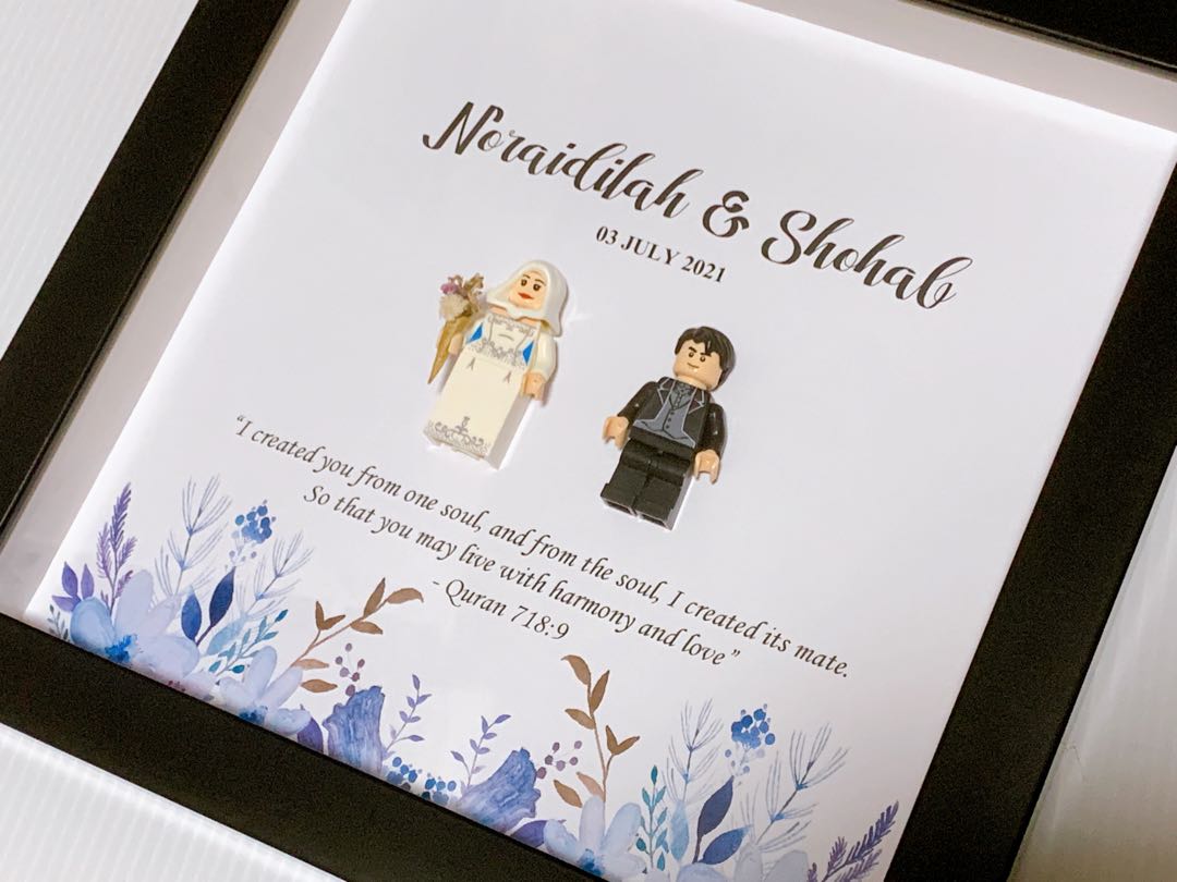Customised frame with lego wedding couple Hobbies Toys Stationery Craft Handmade Craft on Carousell