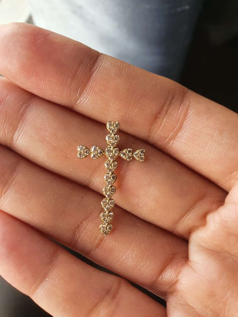 Diamond cross heart necklace, Women's 