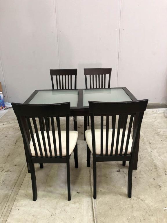 Dining Set 4 Seater Long Dining Table And 4 Cushioned Dining Chairs Home Furniture Furniture On Carousell