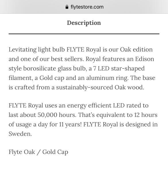 Flyte Royal (Oak/ Gold), Furniture & Home Living, Home Decor
