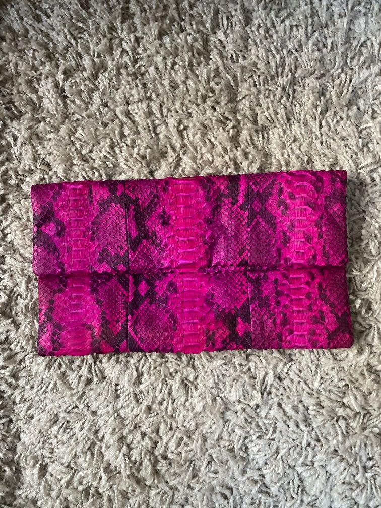 Pink snakeskin clutch cheap