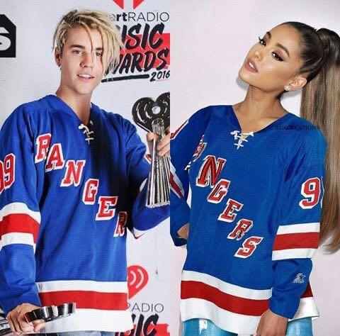 Justin Bieber Ariana Grande Rangers Ice Hockey Jersey, Men's Fashion, Tops  & Sets, Tshirts & Polo Shirts on Carousell