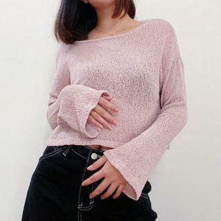 Light Pink Cropped Knit Top