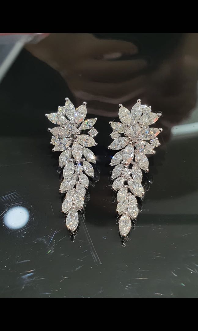Marquise diamond sales flower earrings