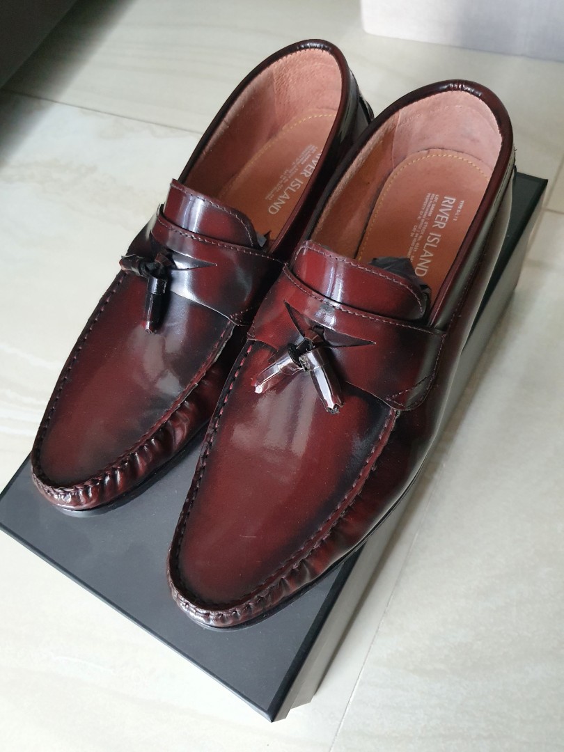 Mens burgundy clearance tassel loafers