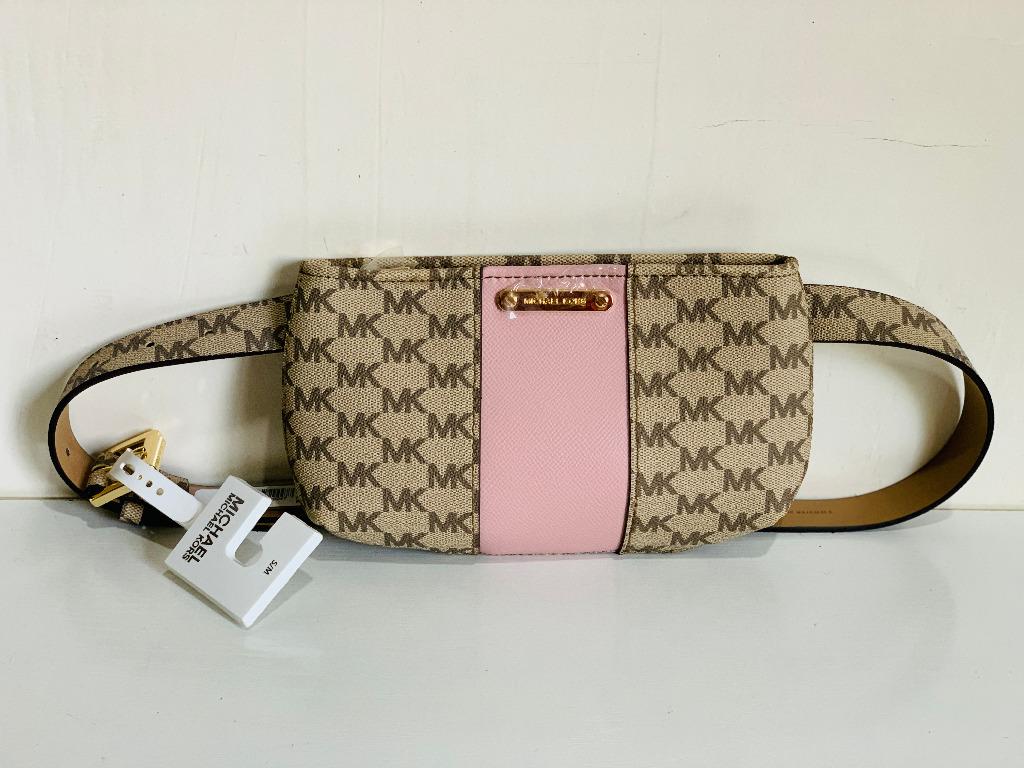 MICHAEL KORS MK NATURAL BROWN PINK HIP PACK FANNY PACK BELT BAG SMALL MEDIUM SALE