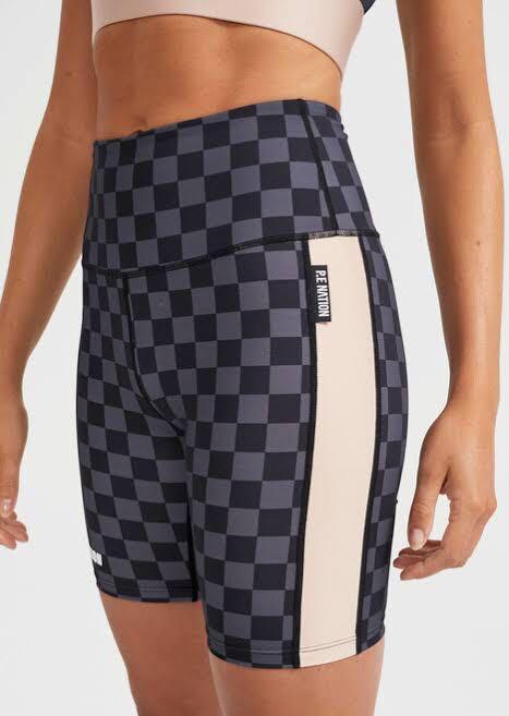 PE Nation Snapshot Checkered Bike Shorts in Charcoal Size S (Category: Women's Clothes) located in Sydney. Submitted by secretclosetofastylist (Listing ID 1098771460, Image 2). Description: RRP $100. Sold out. Also selling the matching crop top New without tags Material Composition 65% Recycled Nylon, 35% Elastane. Drying Instructions Lay Flat To Dry. Washing Instructions Machine Wash Cold. Care Instruction Symbols Do Not Bleach. The Snap Shot Sh