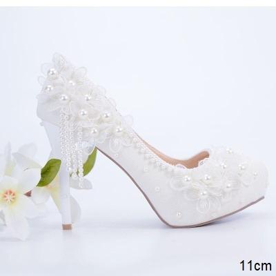 White bridal shoes with outlet pearls