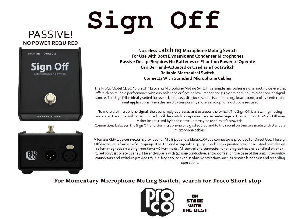 Sign Off Noiseless Latching Microphone Muting Switch, Audio, Other ...