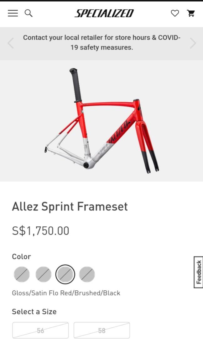 Allez sprint best sale size chart