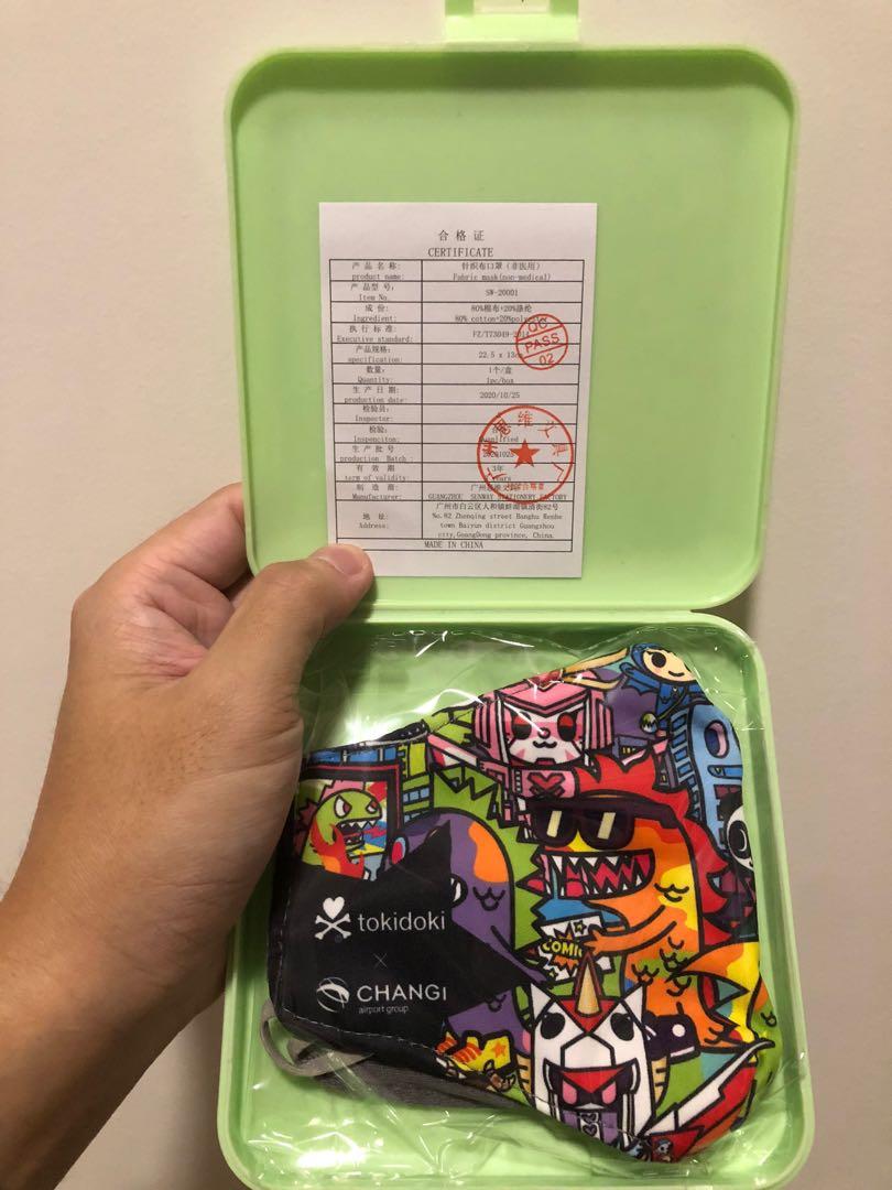 Tokidoki x Changi Airport fabric face mask, Health & Nutrition, Face