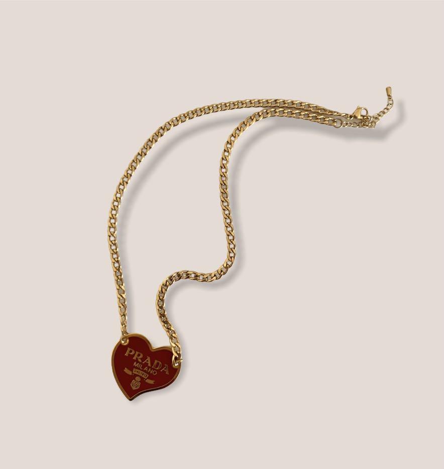 vintage prada heart necklace