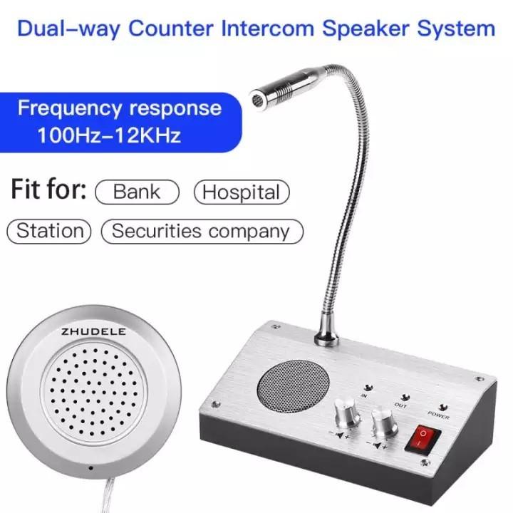 Window Counter Intercom Interphone (Category: Office & Business Technology) located in Pasay City. Submitted by emil_online_shop (Listing ID 1098871409, Image 2). Description: Dual Way Window Counter Intercom Interphone Product Description: Features: --Dual-way intercommunication --Dual-way audio record --Anti-interruption and noise --Slim fit design of speaker --Input voltage: AC 110-240V --Streamline design: The main unit has aluminum alloy she
