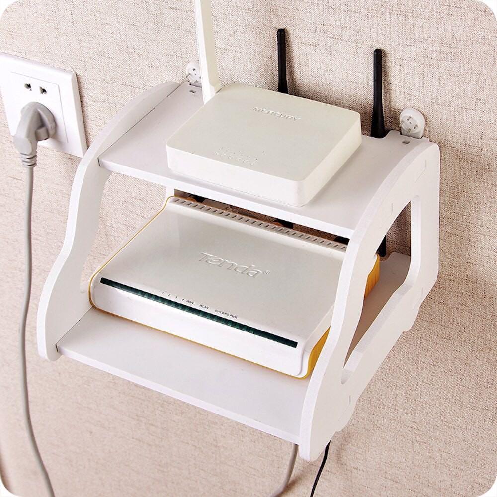 Floating Wall Mounted Shelf Wall Mount WiFi Router Stand Router Storage Box  Storage Wall-Mounted Shelf Bracket Home and Office WiFi Router Adjustable