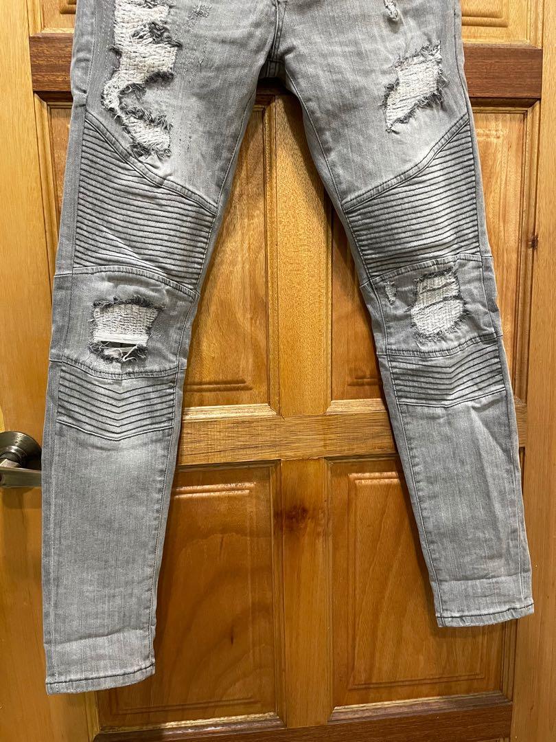 Ripped biker jeans zara hot sale
