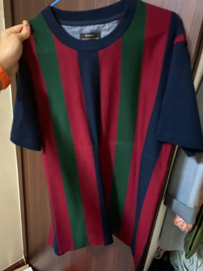 ZARA Striped T-Shirt ; Green Red Blue 
