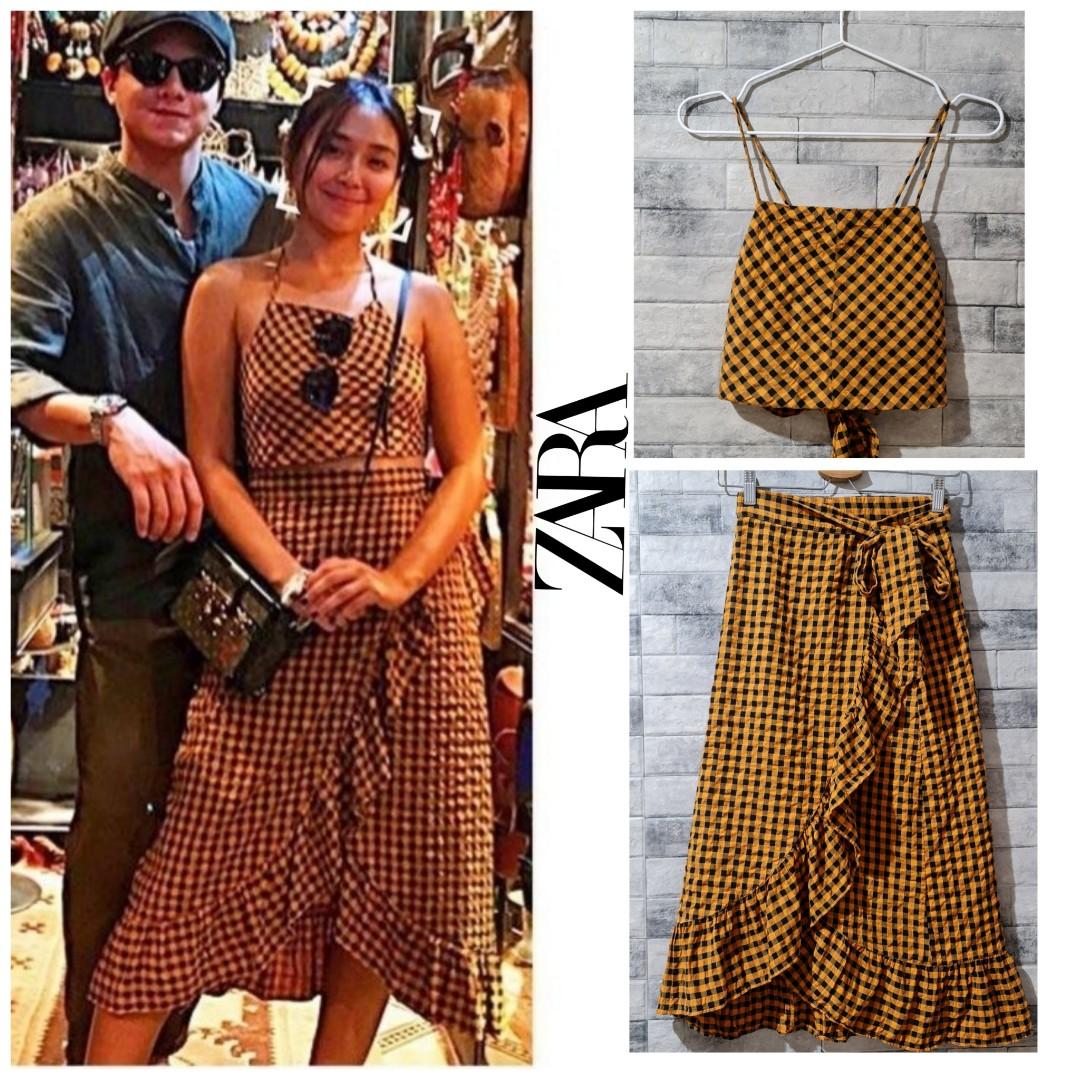 zara gingham skirt set