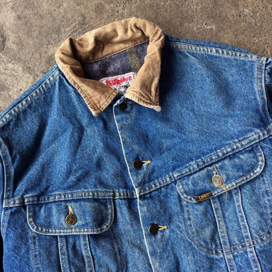 1980s Lee storm rider blanket lined corduroy collar trucker denim jacket,  Men's Fashion, Coats, Jackets and Outerwear on Carousell