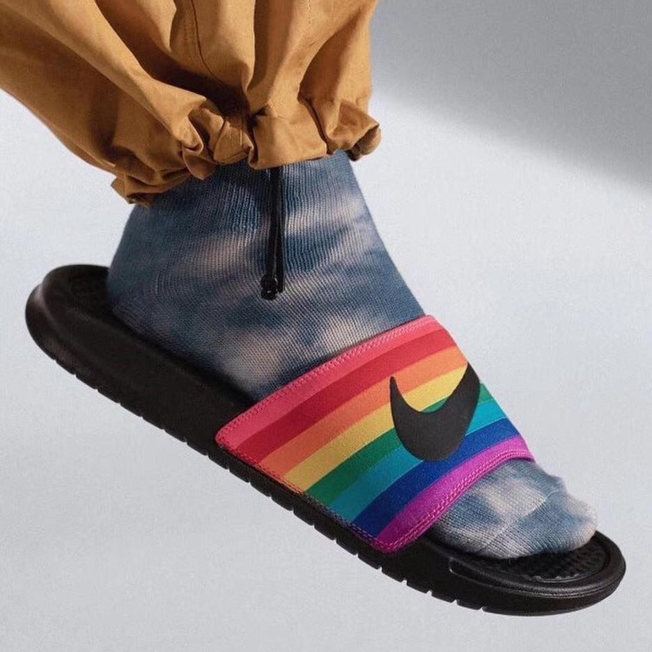 Nike 2019 BETRUE Benassi JDI Be True LGBT Rainbow Slides Shoes