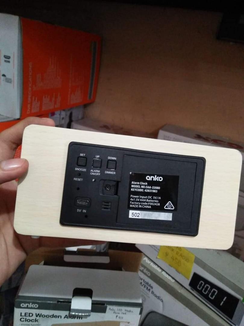 Anko LED Wooden Alarm Clock, Furniture & Home Living, Home Decor